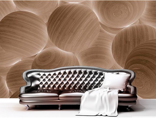 3D Kahverengi Toplar Duvar Kumaşı