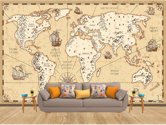 Dünya Denizci Haritası Duvar Kumaşı