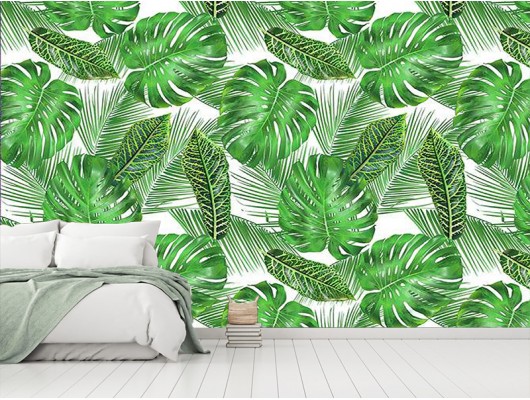 Yeşil Yapraklı Duvar Kumaşı